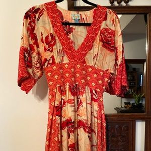 Kimono style dress, 100% Silk